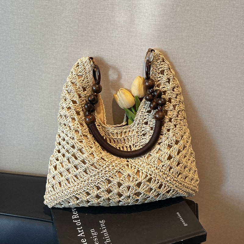 Tote Bag Beach - حقيبة كتف نسائية منسوجة من القش
