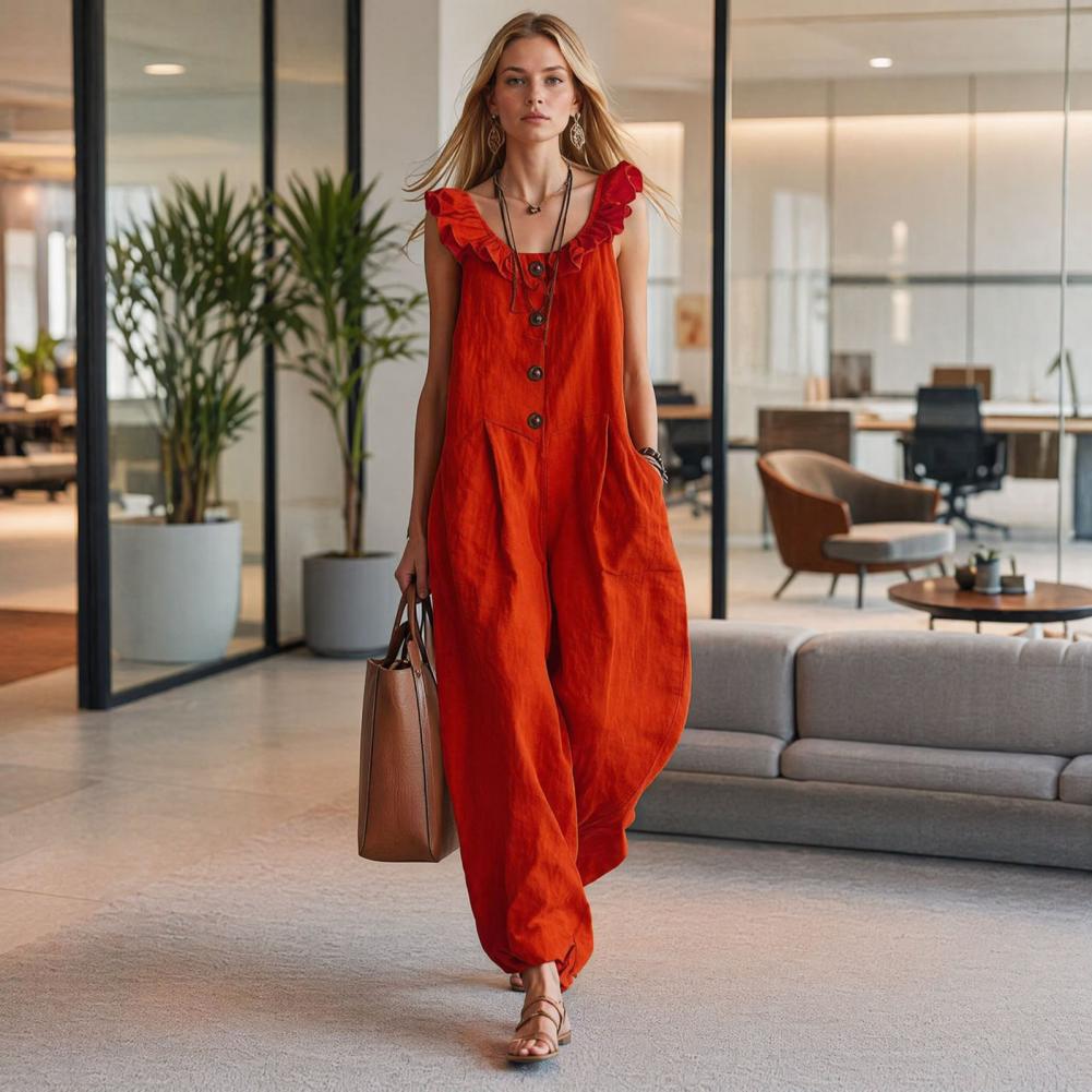 بدلة نسائية مريحة وقابلة للتنف - مراجعة Jumpsuit Linen Relaxed وسعره