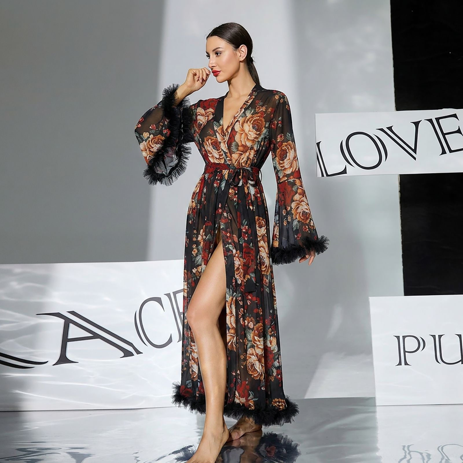 روب صيفي شفاف مطبوع من قماش ال - مراجعة Kimono Sheer Floral وسعره