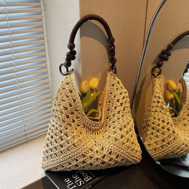 حقيبة كتف نسائية منسوجة من الق - مراجعة Tote Bag Beach وسعره