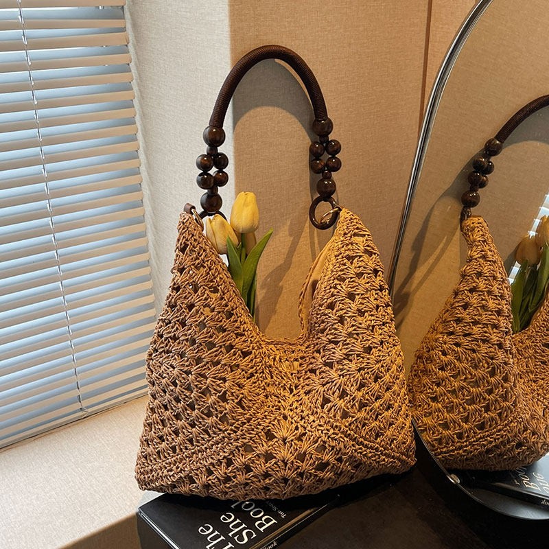 حقيبة كتف نسائية منسوجة من الق - مراجعة Tote Bag Beach وسعره