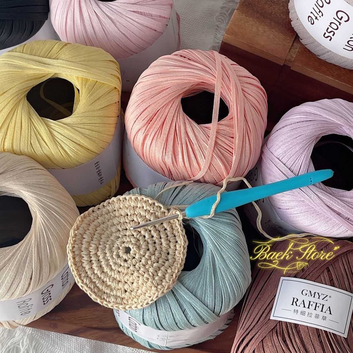 102 متر/لفة متعدد الألوان الرا - مراجعة Crochet Bag Raffia وسعره