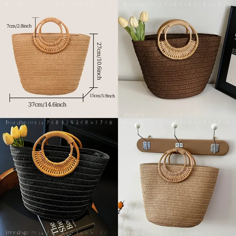 حقيبة يد نسائية صيفية منسوجة م - مراجعة Tote Bag Beach وسعره