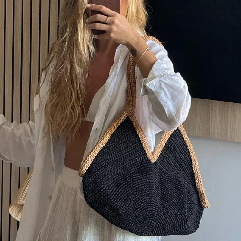 حقيبة يد صيفية جديدة منسوجة يد - مراجعة Crochet Bag Raffia وسعره